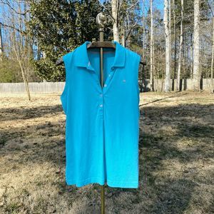 Lilly Pulitzer Turquoise Sleeveless Polo Top
